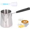 Cyrank 600ml Bollitore per caffè turco, Scaldaburro in acciaio inossidabile con beccuccio Pentola per scaldare il latte Pentolino Pentola per cioccolata calda per caffè, latte e tè da fornello
