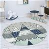 Paco Home Tappeto Bambini Cameretta Da Gioco Bebè Stelle Motivo Tenda Tepee Grigio Verde, Dimensione:Ø 120 cm tondo