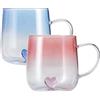 Generic Coppia di tazze da caffè in con cuore sul fondo, 400 ml, romantiche tazze in, set di 2, regalo di San per lei e lui, regalo 'amicizia