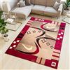 TAPISO Atlas Tappeto Salotto Moderno Pelo Corto Design Astratto Motivo Geometrico Quadrati Semicerchi Tonalità Beige Rosso Oeko-Tex Soggiorno Sala Camera Ufficio 250 x 300 cm