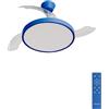 CREATE / WIND CLEAR STUDIO M/Ventilatore da soffitto con luce blu cobalto con telecomando / 40W, Temporizzatore, Ø 108 cm, 6 velocità, pale retrattili, 3 temperature di luce, funzione estate-inverno