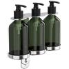 Zilimontt Dispenser manuale per sapone da parete con staffa in acciaio inox, per shampoo, gel doccia, bagno, cucina (3 bottiglie)