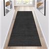 Siunwdiy Tappeto da Cucina Nero Moderno Passatoia Cucina Antiscivolo Lavabile,Tappeto Cucina Antiscivolo Tinta Unita Tappeto Corridoio Per Cucina,Camera da Letto,Soggiorno,Nero,50x150cm