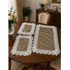 Corredocasa Tris Centrini Realizzato in Elegante Velluto con Pizzo in Organza Made in Italy Runner Centri per Tutti gli Ambienti Casa Manifattura Italiana Disponibile in Diverse Colorazioni (Marrone)