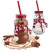 Novaliv 2 tazze per vin brulé, 260 ml, tazza natalizia personalizzata con cannuccia, pupazzo di neve come bicchiere per vin brulé, motivo natalizio con coperchio e cannuccia, tazze di Natale