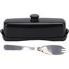 Tissting Portaburro con Coperchio e Coltello, Contenitore per Formaggio Compatto di Grande Capacità Contenitore Porta Burro in Plastica per Piano di Lavoro Cucina Domestica e Frigoriferi(Nero)