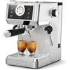 CAFELFFE MK-902 - Macchina da caffè espresso 20 bar, 58 mm, completamente in acciaio inox, potente montalatte per latte/cappuccino, caffè caldo e freddo, serbatoio da 1,5 l e 1350 W