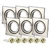 LEDLUX 6 Pezzi Porta Faretti da Incasso Orientabile 30°, Portafaretto GU10 Incasso Con Molla, 6 Portalampade GU10 Inclusi (Quadrato, Nichel Satinato)