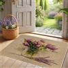 Generic Zerbino con motivo floreale primaverile, con tulipani viola, decorazione per interni ed esterni, antiscivolo, assorbente, facile da pulire, perfetto per ingresso e giardino, 73 x 43 cm