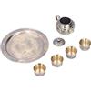 Qcwwy Set da tè Vintage, Squisito Set da tè Marocchino in Metallo con 4 Tazze e Vassoio per Decorazioni per la Casa e Regali