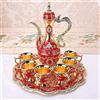 MOUMOUTEN Set di Caffettiere Turche Vintage Set da tè Turco Europeo Creativo con Vassoio per Teiera E 6 Mini Tazze Set di Tazze da caffè,Regalo di Nozze di Artigianato Artistico (Rosso)