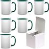 AL PRODUCTION Set Tazze per Sublimazione in Ceramica Bianca 330ml - Tazza Mug di Categoria AAA inclusa di Scatola per Gadget e Personalizzazioni - Made in Italy (Verde Scuro, 6 Unità)