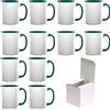 AL PRODUCTION Set Tazze per Sublimazione in Ceramica Bianca 330ml - Tazza Mug di Categoria AAA inclusa di Scatola per Gadget e Personalizzazioni - Made in Italy (Verde Scuro, 12 Unità)