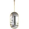Misorat Specchio ovale a soffitto, specchio a parete con struttura metallica e asta della sospensione, specchio di trucco della vanità del bagno della casa o dell'hotel,Gold-40cmx60cm