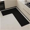 Hixingo Tappeto Cucina in Diatomite, Passatoia Cucina Lavabile Antiscivolo Tappeti da Cucina, Lato Destro Forma L Tappeto da Cucina Tappeto da Bagno Tappetino (Solido-Nero,100x150cm)