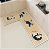 Treer Tappeto Cucina Antiscivolo Lavabile, Forma a L Tappetino Runner Moderni Tappetino Diatomite Assorbente Passatoia Corridoi per Camera da Letto Ingresso Bagno (Gatto nero 2,100 * 120 * 45cm)