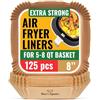 Baker's Signature Carta Forno per Friggitrice ad Aria, 120 Pz Monouso Fogli per Friggitrice ad Aria - Quadrata 20-25cm per 4,7-7,3 L Antiaderente Impermeabile Resistente all'olio Compatibile con PHILIPS, COSORI e altro