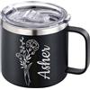 Xihedfd Tazza Personalizzabile con Foto Scritta da 350ml 410ml Mug Isolata con Nome Logo Testo Inciso Personalizzato Tazza da Caffè Personalizzata in Acciaio Inox con Manico Coperchio Regali per Donne Uomini