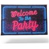 LaVelahome Tappeto Party Welcome to the Party 60x40 cm, Doormat Decorativo per Ingresso Casa e Eventi, Grafica Neon, 100% Poliestere, Retro Puntinato Antiscivolo