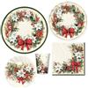 Dream' s Party Coordinato tavola VINTAGE CHRISTMAS - crema con decoro Oro lucido, stella di natale - Kit MONOUSO 6 ospiti - con sottopiatto piatti portate tovaglioli e bicchieri - addobbo NATALIZIO natale, capodanno