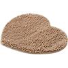 Tubayia Tappetino a forma di cuore, tappetino da bagno, tappeto da bagno, tappeto da bagno per bagno, cucina, soggiorno (marrone chiaro, 50x60cm)