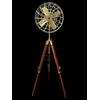 Generic Ventilatore a piedistallo riproduzione vintage look moderno treppiede regolabile in legno per decorazione domestica, 35,6 x 127 cm, ottone anticato/marrone