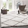 VIMODA Tappeto a pelo lungo, morbido, per il soggiorno, stile Shaggy e Skandi, design a rombi, robusto, grigio crema, dimensioni: 70 x 250 cm