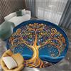Generico Tappeto Rotondo Albero della vita dorato Rotondo Salotto - Tappeto Lavabile per Soggiorno a Pelo Corto Tappeti per Camera Sala da Pranzo Blu Tappeti 90cm