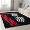 Generico Tappeto Shaggy Extra Soffice - Modello Racing black and white checkered flag Antiscivolo Lavabile Tappeti - Ideale per Salotto, Camera da Letto - 80 x 150cm