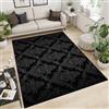 GDJSMIN Tappeto Salotto Estetica Geometrica Moderna - Tapeto Stampato A Pelo Corto - Morbido Tappeto Camera Da Letto - Motivo Damascato Nero Antiscivolo Tapeto - Nero150×210Cm