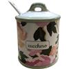 Generico zuccheriera barattolo da cucina porta zucchero in ceramica con coperchio e cucchiaino e anche per lozuccheroa velo, colorato decorato a tema rose