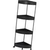 KESOTO Scaffale D'angolo con Ruote Da Bagno, Nero a 4 Livelli