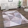 Paco Home Tappeto Salotto Pelo Corto Stile Vintage Astratto Design Moderno Geometrico Motivo Diamante, Dimensione:240x340 cm, Colore:Beige