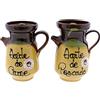 CERÁMICA ESPAÑA | Oliera Amazon | Oliera antigoccia | Set x2 Oliera per carne e pesce - Modello M03 | 750 ml | 100% Decorato a mano | 14 x 11 x 17,5 cm