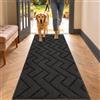 hicorfe Zerbino per interni, tappetino in gomma, antiscivolo, 20 x 100 cm, grande assorbente, resistente allo sporco, per ingresso, lavabile in lavatrice, a basso profilo (antracite)
