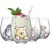 JoyJolt Disney Winnie the Pooh Exploring a Classic Bicchieri senza stelo, 540 ml, tazze di vetro ft Pooh Orso, Tigro, Piglet Ih-Oh, Set di 4 bicchieri da cucina Winnie the Pooh Regali per adulti