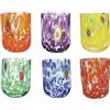 Brandani Set 6 Bicchieri Pavone Colorati in Vetro 400 ml - SKU 51372 - Bicchieri Assortiti per Acqua e Cocktail