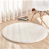 YAOTT Tappeto Shaggy Rotondo Tappeti Soggiorno a Pelo Lungo Antiscivolo Lavabili Moderni Fluffy Tinta Unita Tappeto per Salotto, Tavolino Salotto, Camera da Letto Avorio Diametro 140CM