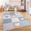 Paco Home Tappeto Bambini Cameretta Bambina Ragezzi Antiscivolo Arcobaleno Cuore Polkadot, Dimensione:Ø 120 cm tondo, Colore:Beige