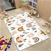 18meng Art Tappeto per cameretta dei bambini, camera dei ragazzi, camera da letto, tappeto da gioco per bambini, colore giallo, bianco, giungla e la fauna selvatica, in cashmere, antiscivolo,