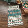 Tomifine Tappeto con Nappe Tessuto Tappeti Strisce Rettangolare Bohémien Lavabile per Soggiorno, Camera da letto (80x160 cm,Arancione Verde)
