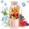 Qivine Mixer Smoothie Maker Spremiagrumi Portatile, Frullatore Elettrico con 6 Lame in Acciaio Inox, 16.9oz/500ml, Ricarica USB, Adatto per I Viaggi, La Palestra, L'ufficio e Gli Sport All'aperto (Rosa)