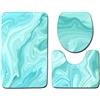 HJOSWVNS Tappeto Bagno Marmo Verde Cristallo Tappeti Bagno Set 3 Pezzi Tappeto Doccia Antiscivolo Morbido e Assorbente Tappeto Tappetino Bagno Lavabile Zerbino Adatto per bagno, soggiorno 45x75cm