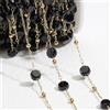 Niiyyjj Catena con perline in acciaio inossidabile e pietre di cristallo, 2 metri, 1 metro, per la creazione di collane, bracciali, gioielli, colore nero, 1 metro
