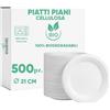 marketcaffe Set di 500 Piatti Piani in Polpa di Cellulosa Biodegradabili e Compostabili - Eco-Friendly e Resistenti, Ideali per Eventi e Feste, 100% Biodegradabili