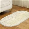 Tomifine Tappeto Ovale in Lana Artificiale, Morbido e Antiscivolo, 75 x 120 cm, Bianco Grigio
