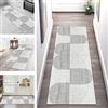SGLGSTORE Tappeto Passatoia Cucina Antiscivolo Lavabile Grigio Geometrico 40X250CM Tappeti Runner Lungo Tappeto Corridoio ingresso interno Soggiorno Tappetino Cucina Multiuso Tappeti Bagno Larghezza 40-120cm