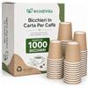 ecodrinks - 1000 Bicchieri Caffe Carta Da 75ml - Set Bicchierini Monouso per Bevande Calde/Fredde - Biodegradabili, Eco-friendly e Made in Italy, Avana