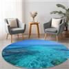 Generic Tappeto Salotto Rotondo Moderno Pelo Corto, Bellissimo Il Mare Il Corallo Stampa Antiscivolo Tondo Moquette, Blu Navy per Soggiorno Bambini Camera Cucina Bagno Domestica Decor 60 cm