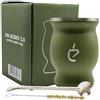UN MATE Set Yerba Mate Originale - Tazza da 230 ml, Bombilla in Acciaio Inox, Spazzola per la Pulizia, Confezione Regalo Elegante - Kit Completo per Mate Argentino (verde)